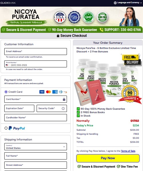 Nicoya PuraTea order